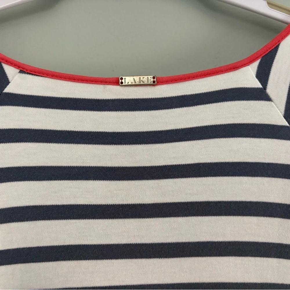 LAKE Pima Cotton Breton Stripe Knit Shift Dress Size L - Picture 7 of 10